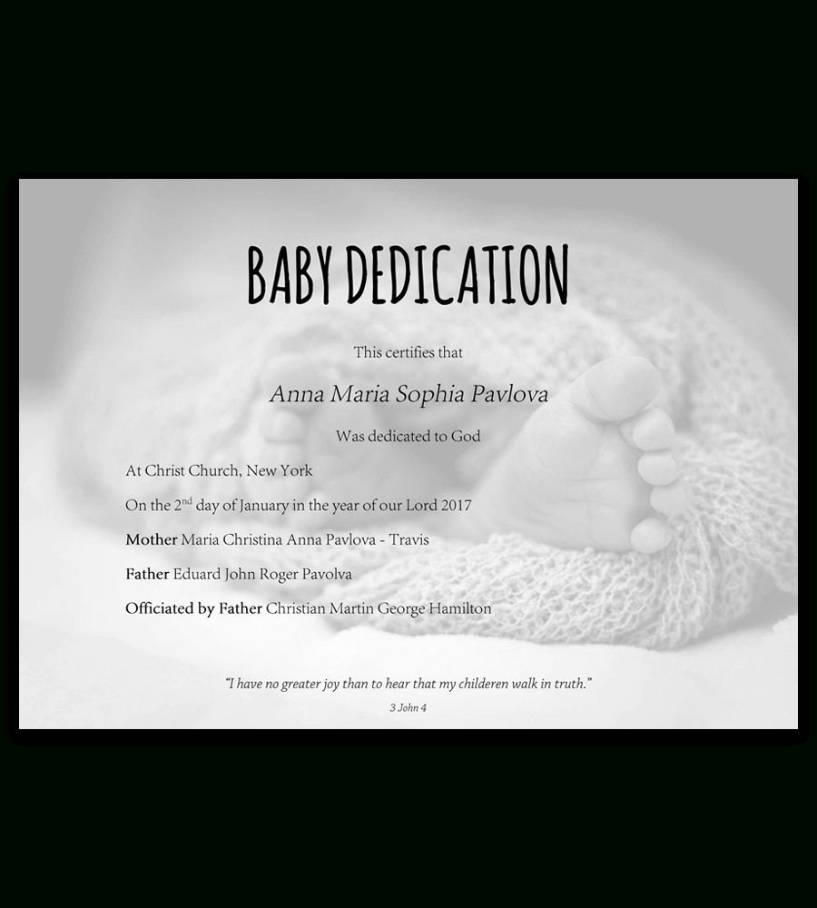 Baby Dedication Certificate Template For Word [Free Printable] Inside Baby Dedication Certificate Template