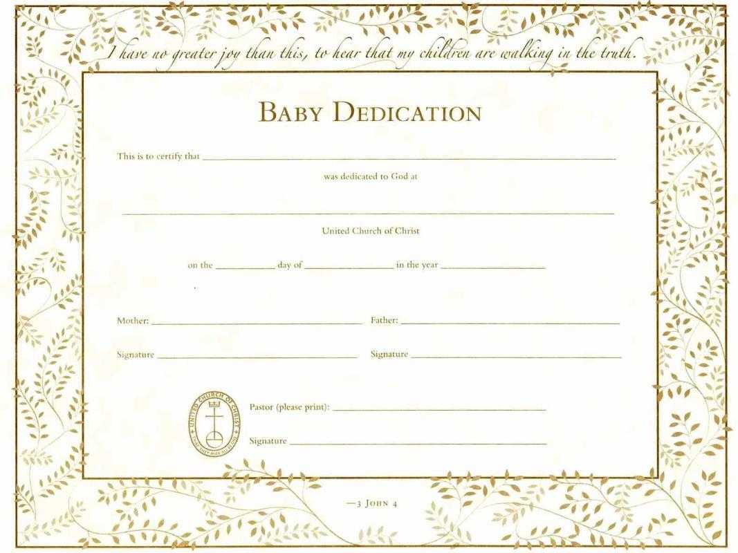 Baby Dedication Certificate Templates Intended For Baby Christening 