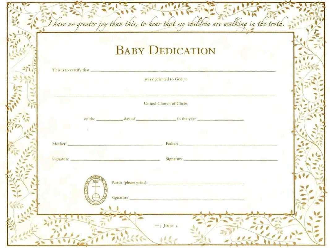 Baby Dedication Certificate Templates Throughout Baby Dedication Certificate Template