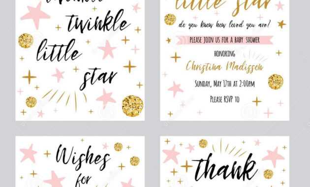 Baby Shower Girl Templates Twinkle Twinkle Little Star Text pertaining to Thank You Card Template For Baby Shower