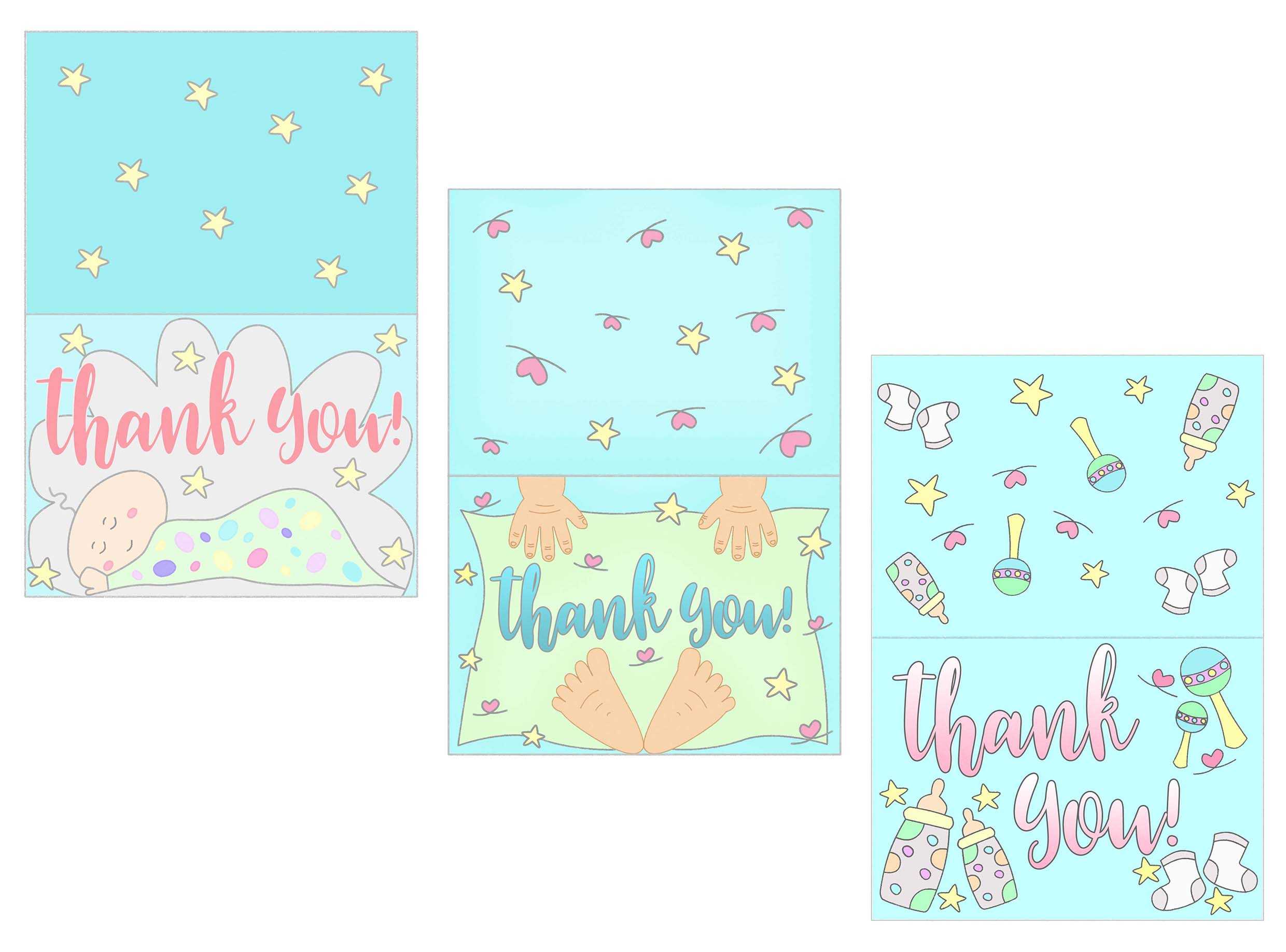 Baby Shower Thank You Cards Free Printable Intended For Template For Baby Shower Thank You Cards