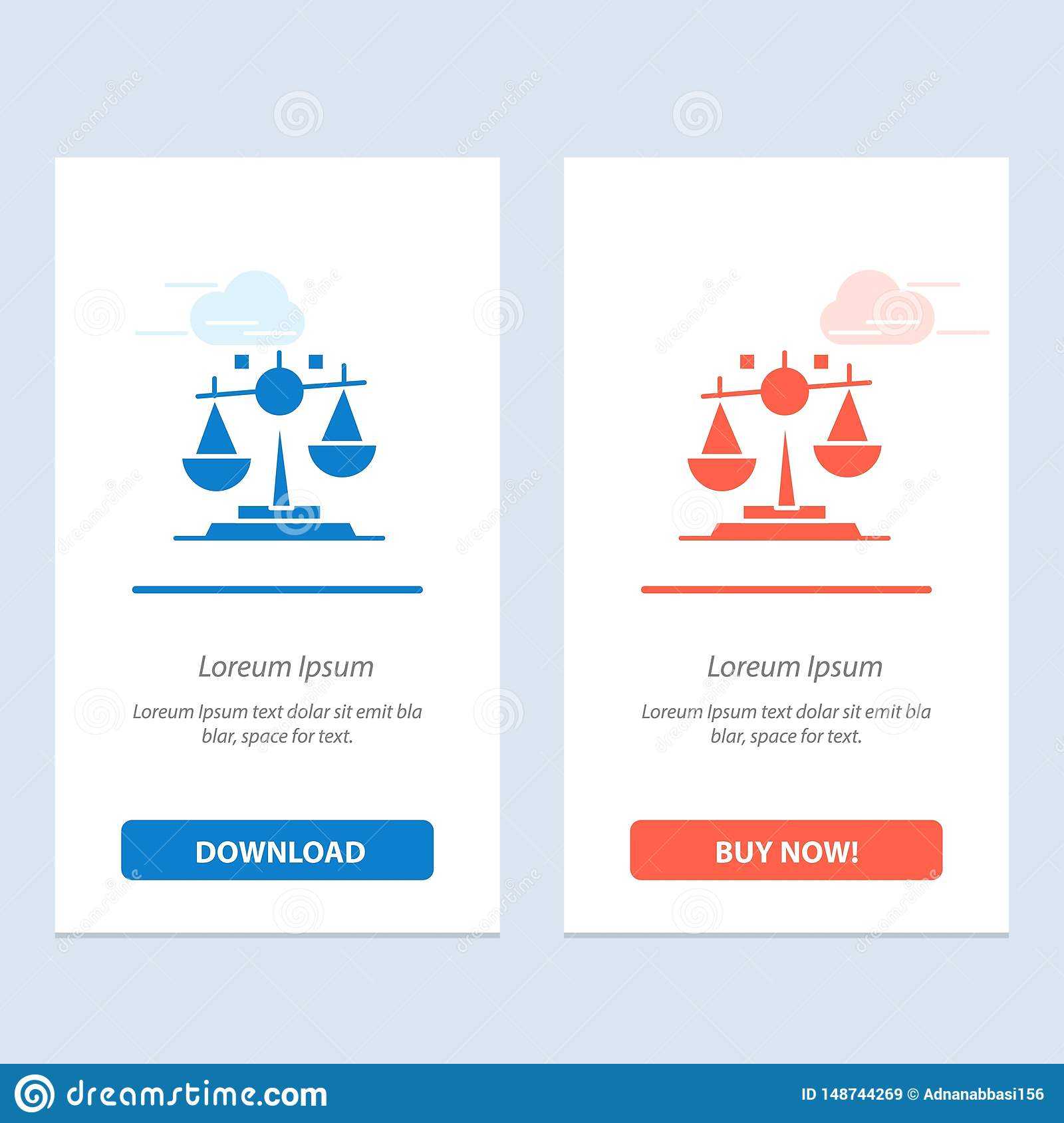 Balance, Law, Justice, Finance Blue And Red Download And Buy In Decision Card Template
