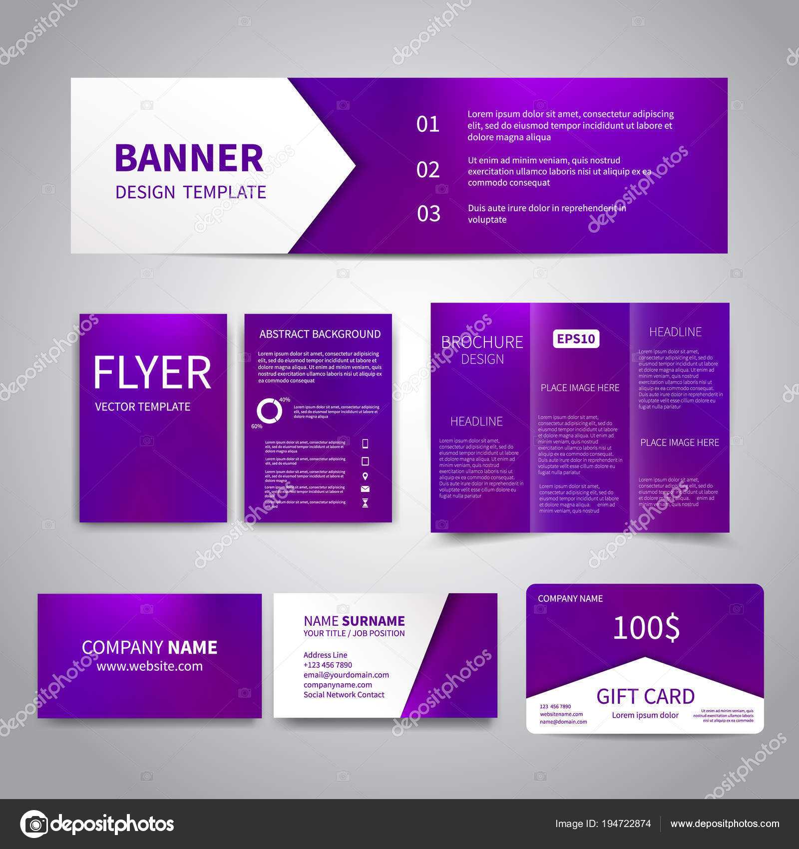 Banner Flyers Brochure Business Cards Gift Card Design With Advertising Cards Templates