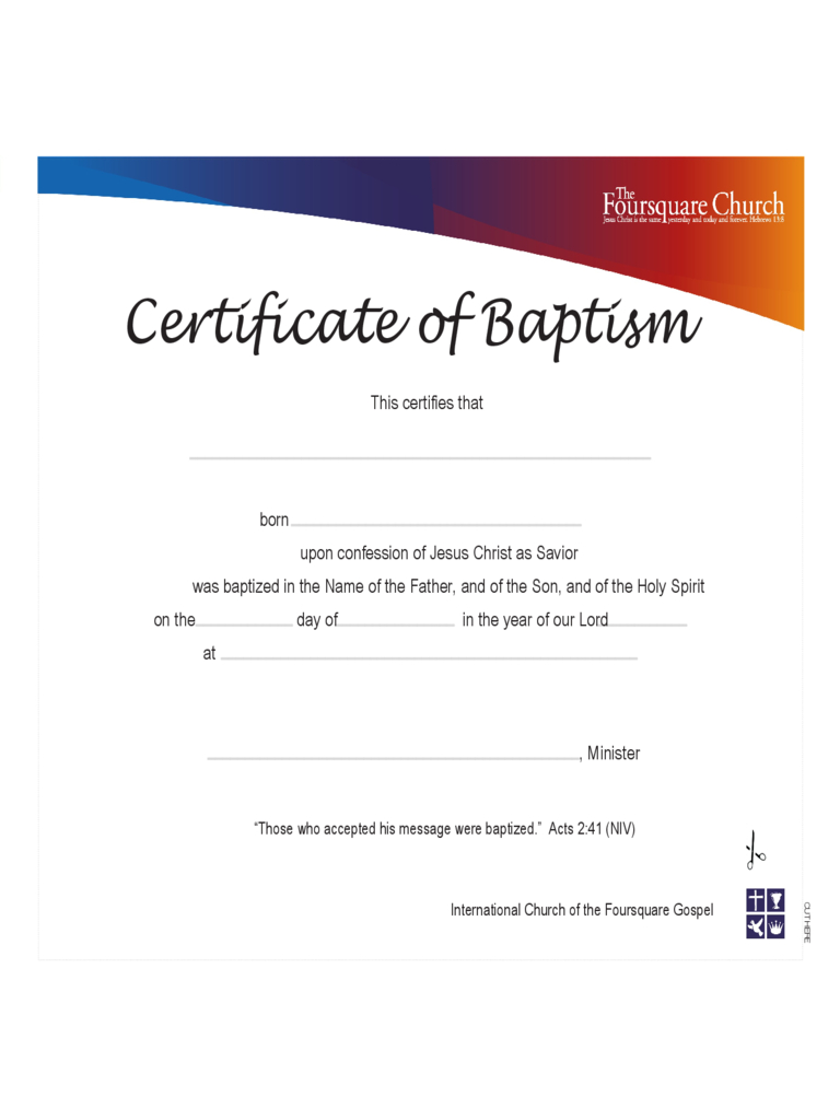 Baptism Certificate – 4 Free Templates In Pdf, Word, Excel Throughout Christian Baptism Certificate Template