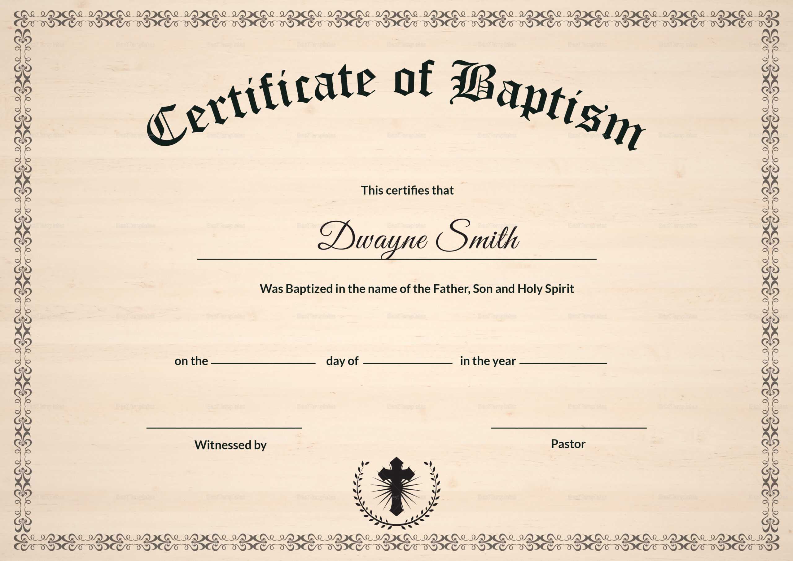 Baptism Certificate Template Throughout Baptism Certificate Template Download