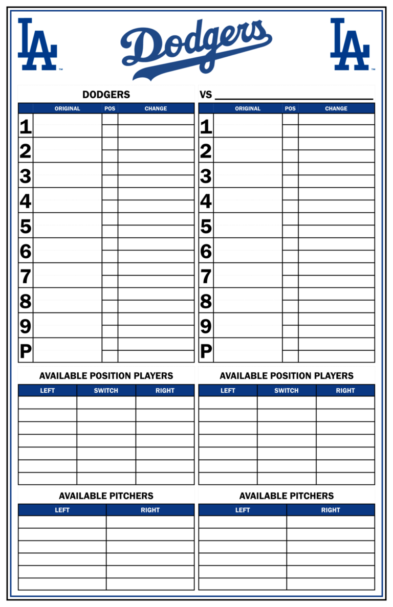 Baseball Lineup Template Free Fielding Card Pdf Printable with regard
