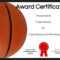 Basketball Certificates With Regard To Basketball Certificate Template