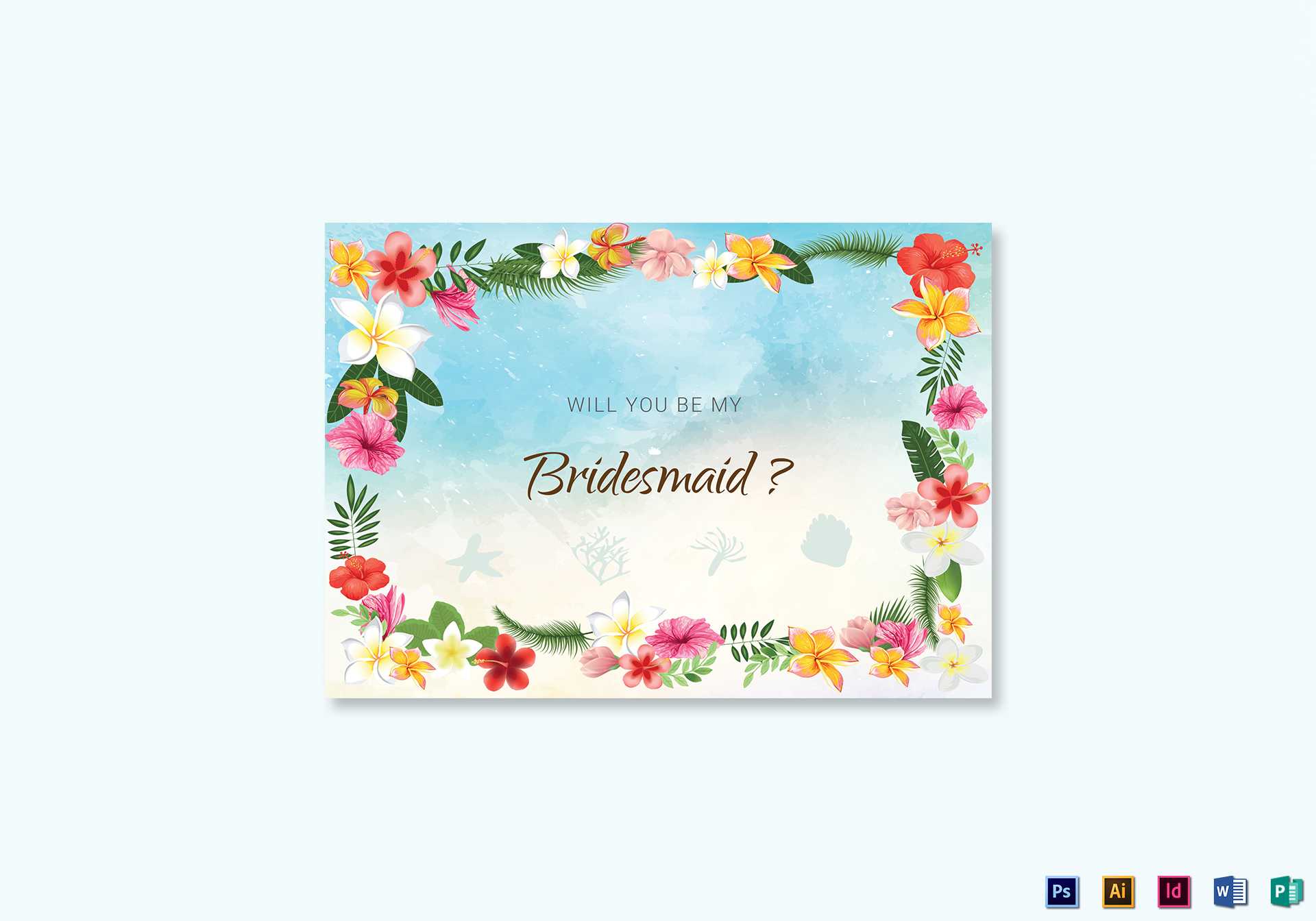 Beach Will You Be My Bridesmaid Card Template For Will You Be My Bridesmaid Card Template