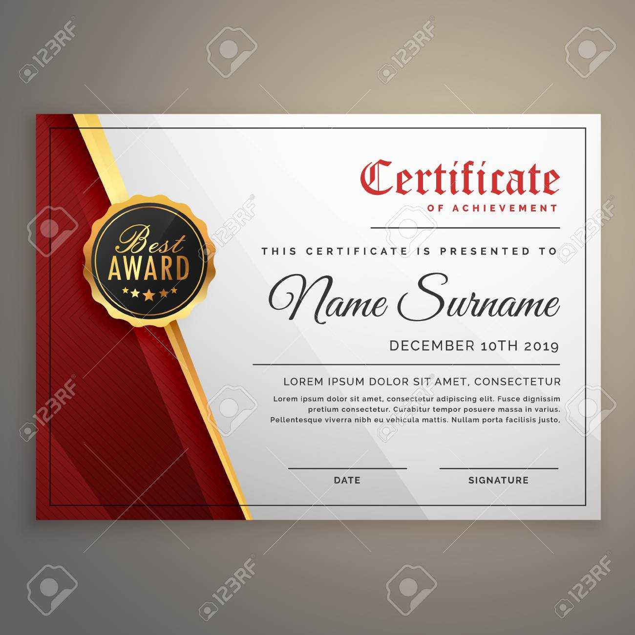 Beautiful Certificate Template Design With Best Award Symbol Inside Beautiful Certificate Templates