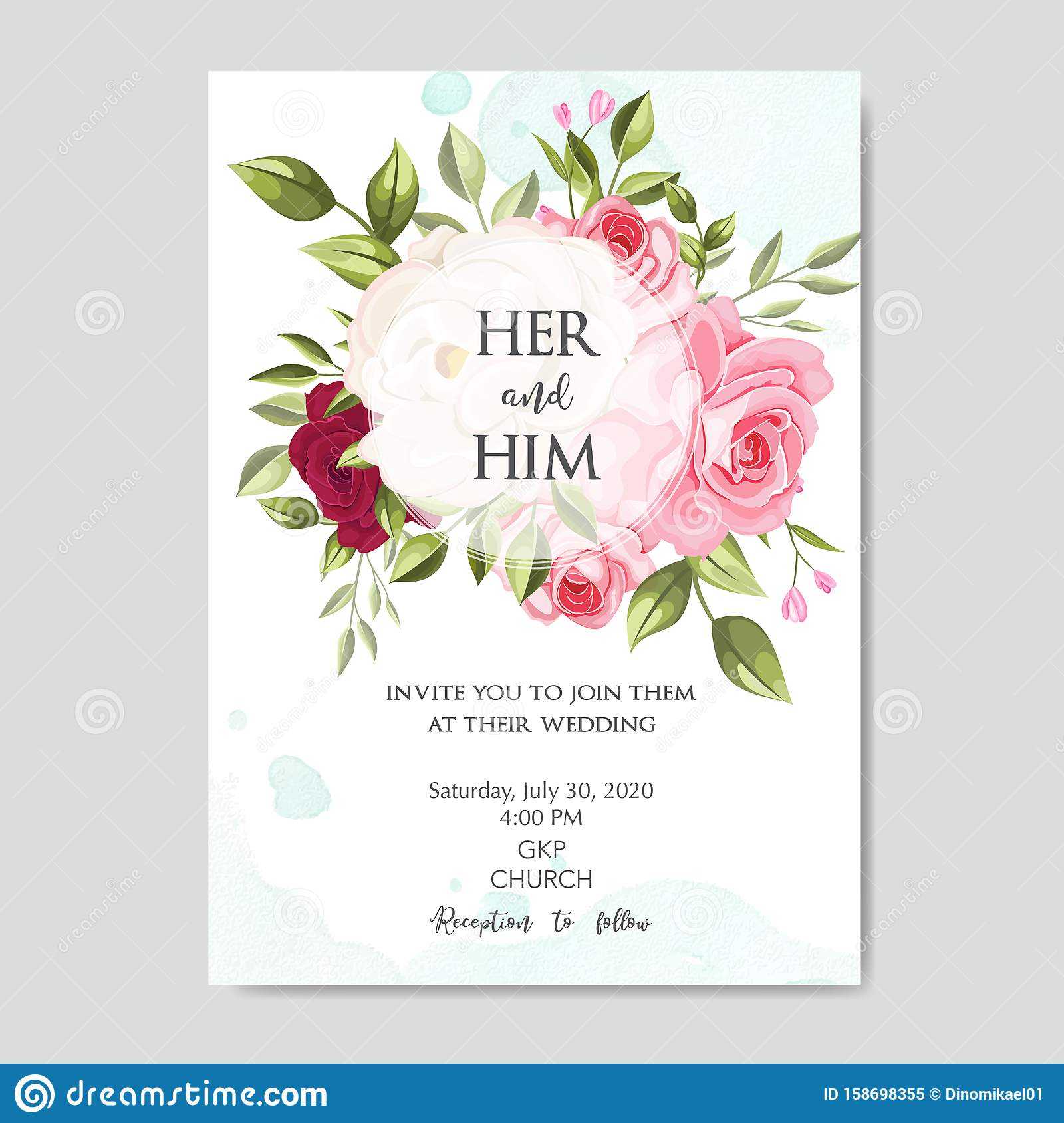 Beautiful Wedding Invitation Card Template With Floral Intended For Church Wedding Invitation Card Template