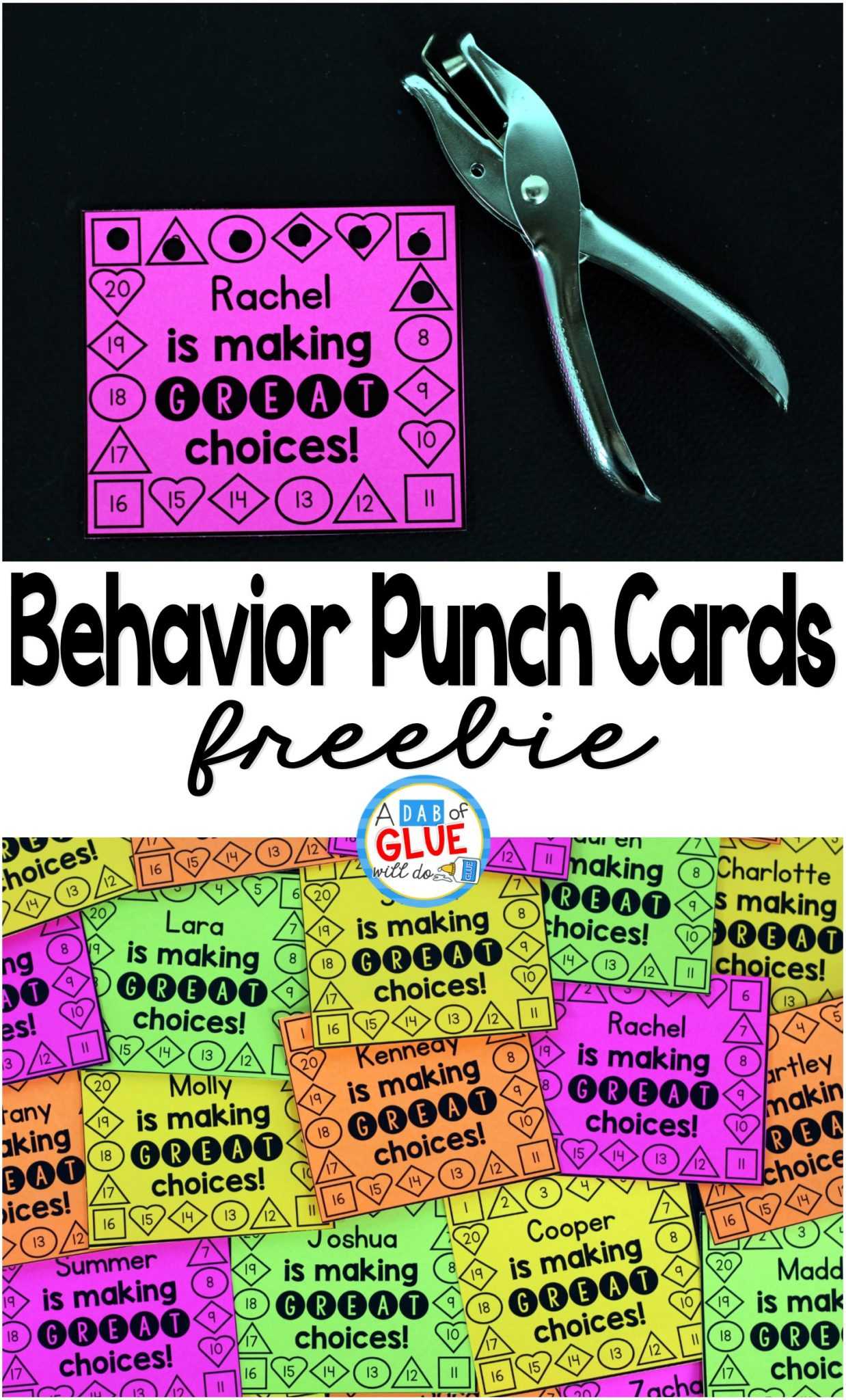 Behavior Punch Cards For Classroom Management With Reward Punch Card Template