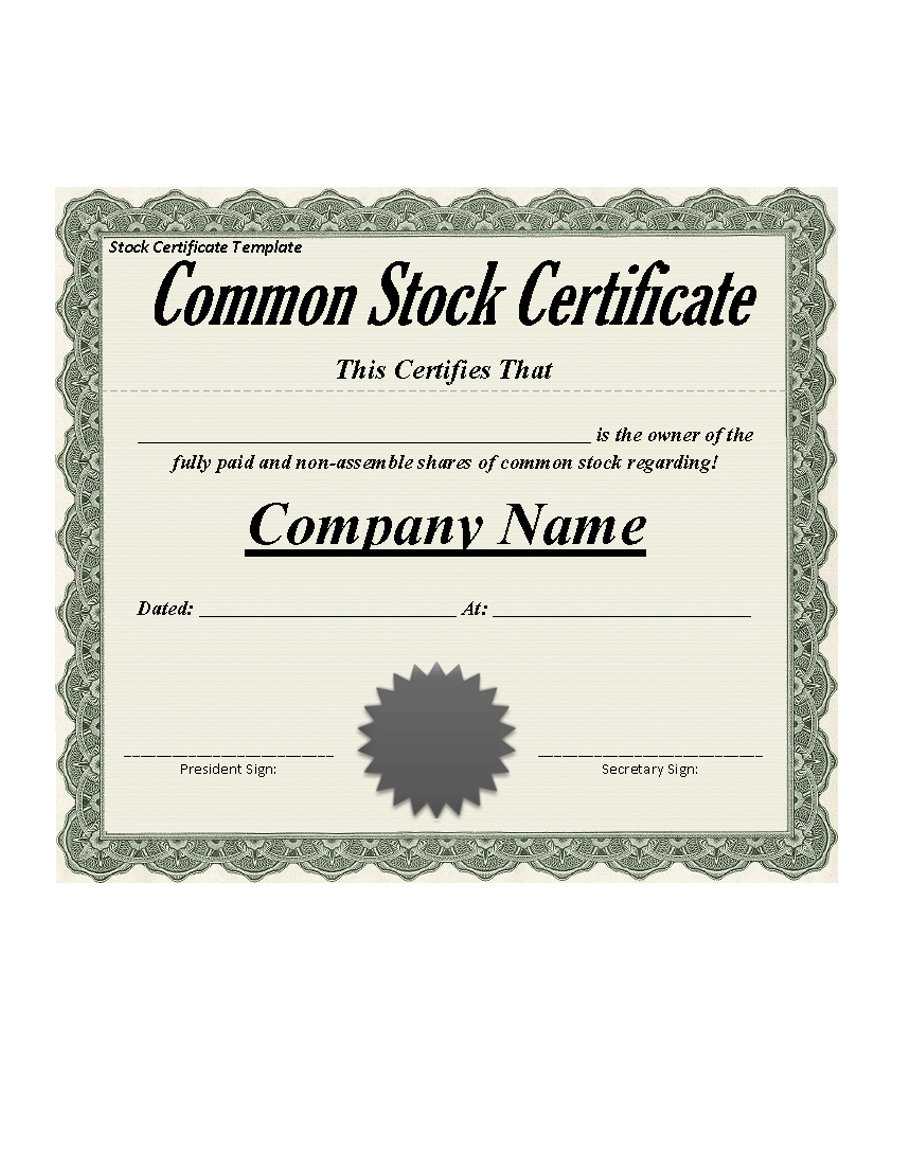 Best 3+ Stock Certificate Template Format Excel – You Calendars For Share Certificate Template Australia