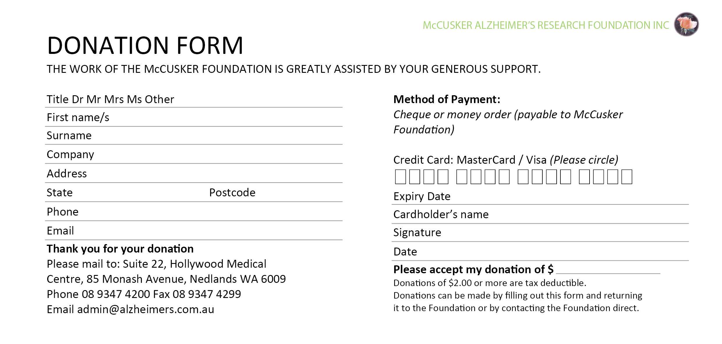 Best Fundraising Request Form Template Ideas ~ Thealmanac For Donation Cards Template