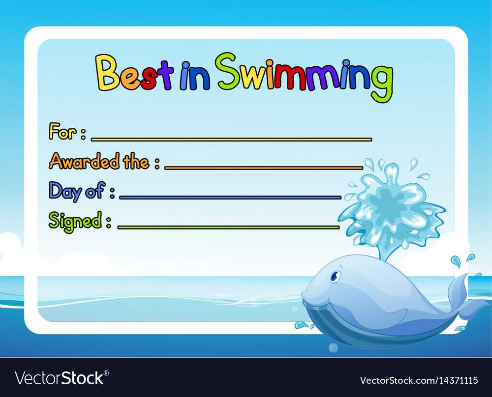 Best In Swimming Award Template With Whale In In Swimming Award Certificate Template
