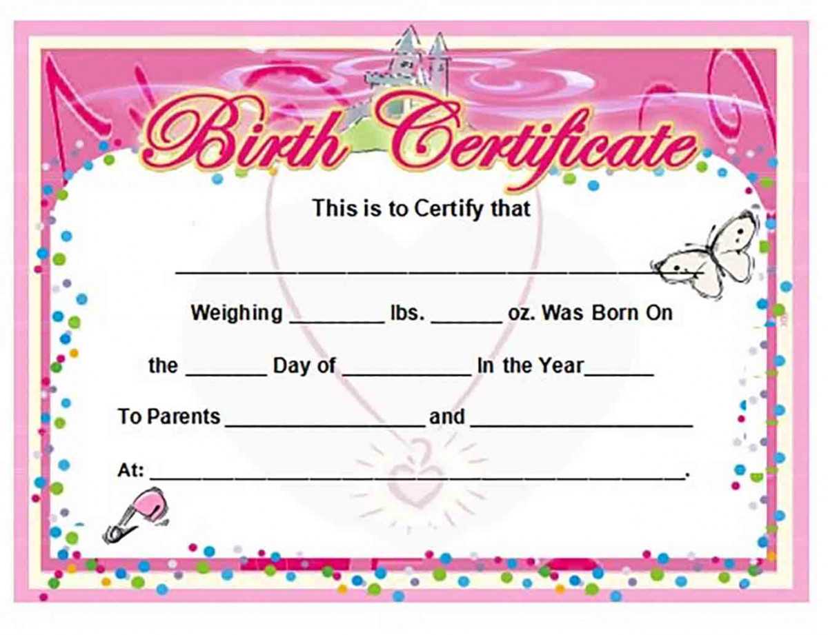 Birth Certificate Template And To Make It Awesome To Read Pertaining To Girl Birth Certificate Template