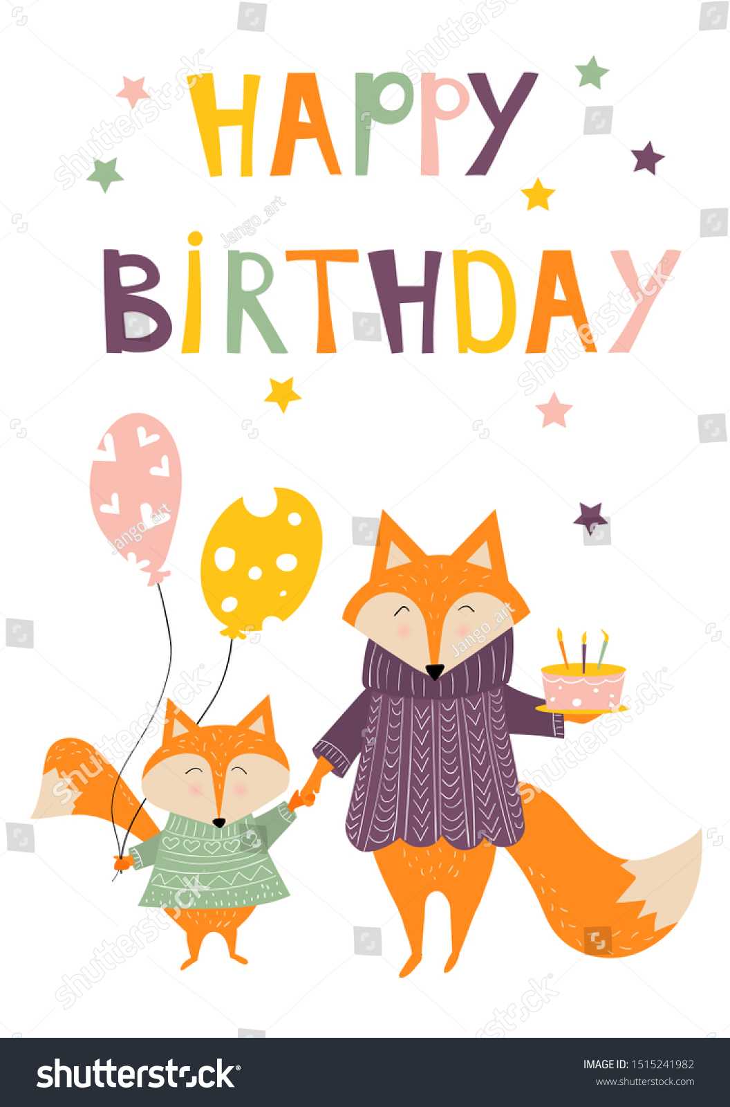 Birthday Card Design Cute Fox Mom Stock Vector (Royalty Free Inside Mom Birthday Card Template