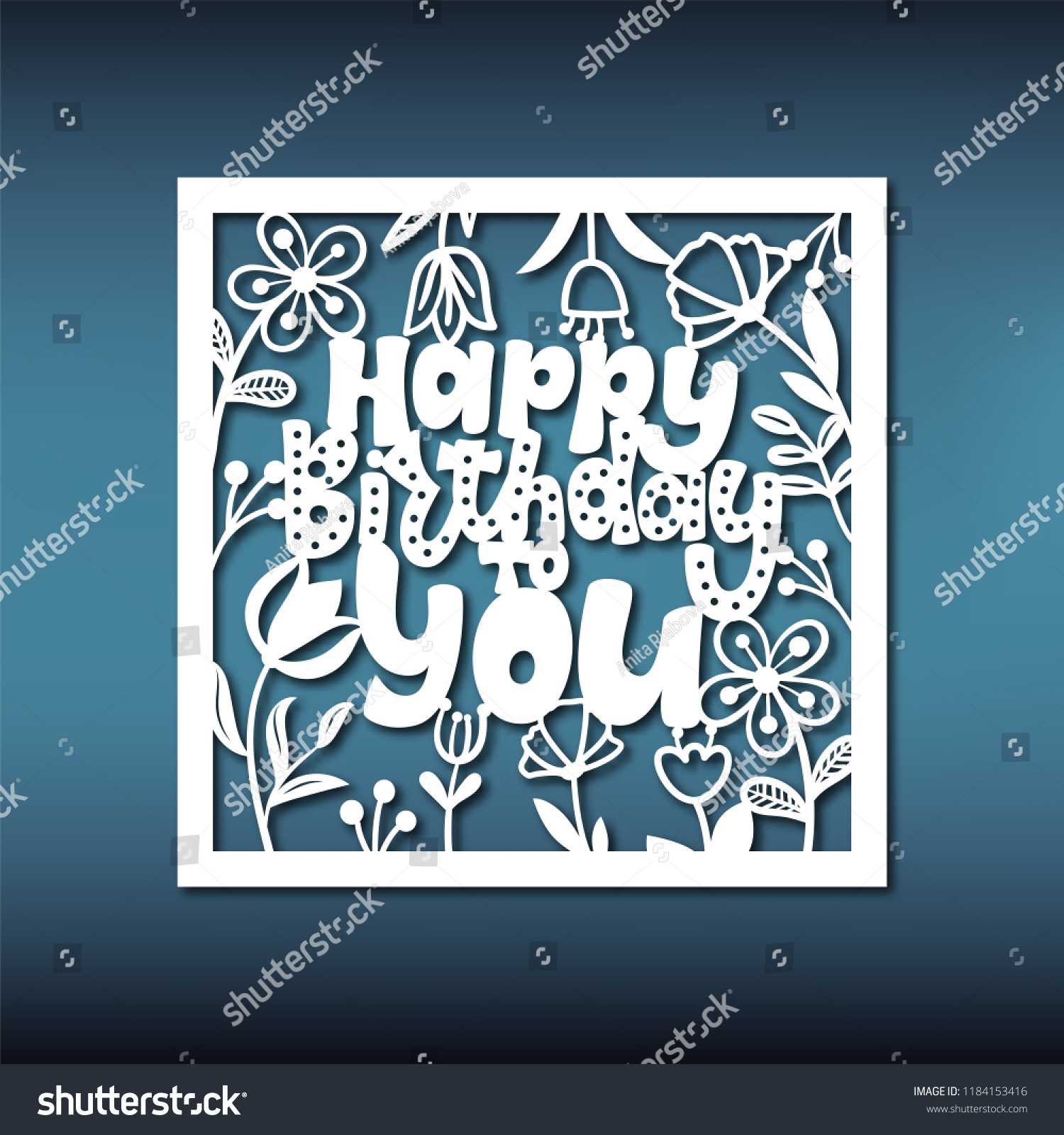 Birthday Card Template Laser Cutting Pattern Stock Vector Pertaining To Silhouette Cameo Card Templates