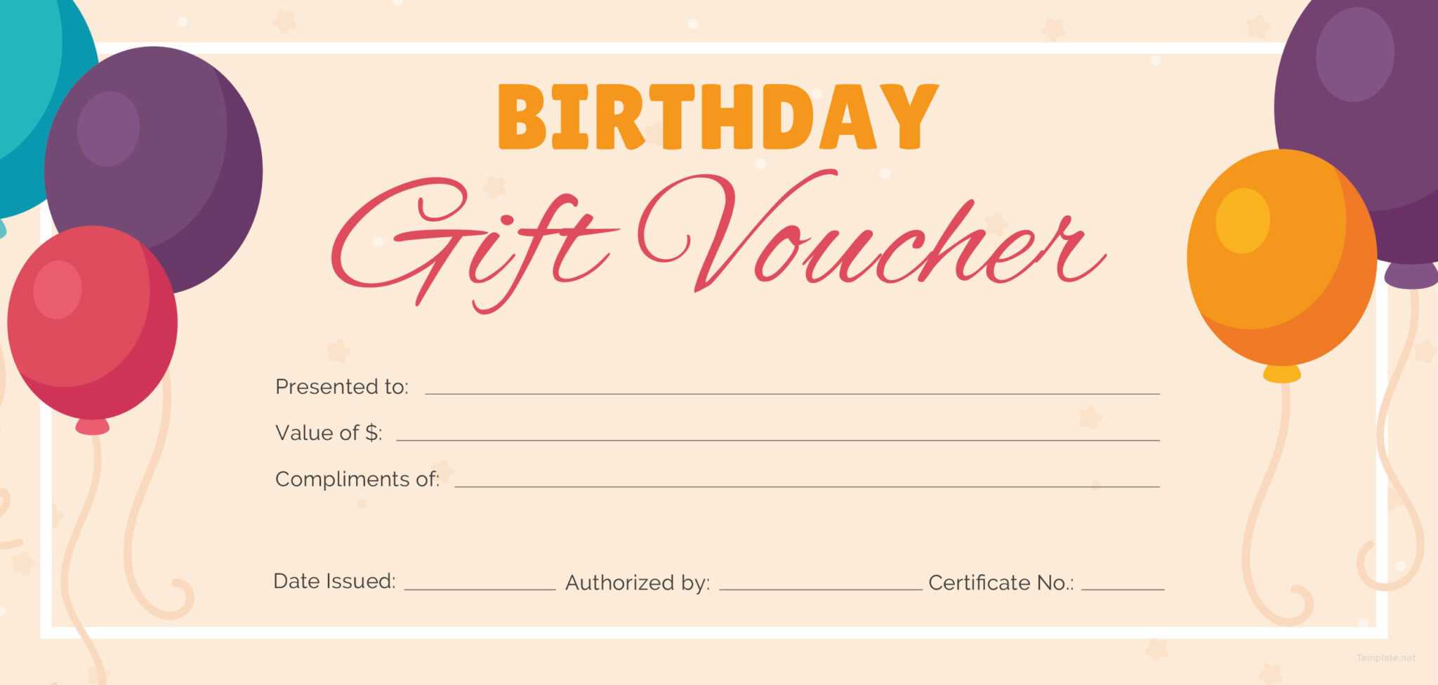 birthday gift certificate template free printable throughout printable