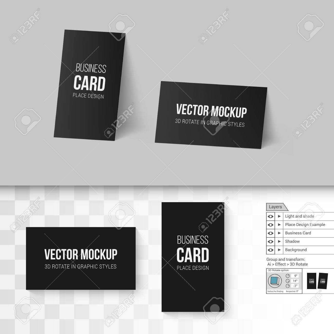 Black Business Cards Template. Corporate Identity. Branding Mock.. For Transparent Business Cards Template