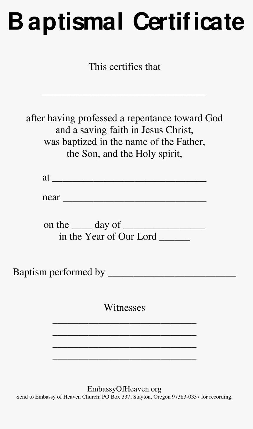 Blank Baptism Certificate Sample Main Image – Modern Control With Baptism Certificate Template Download