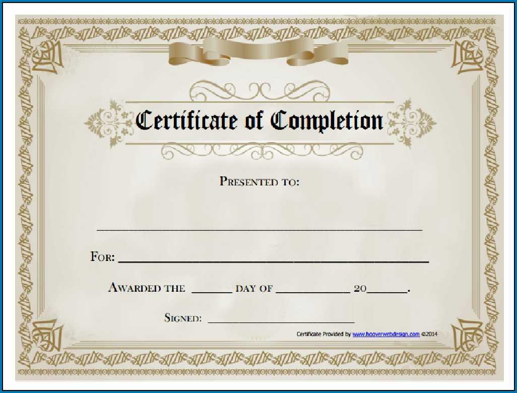 Blank Certificate Of Completion Template Colona rsd7 With Regard To