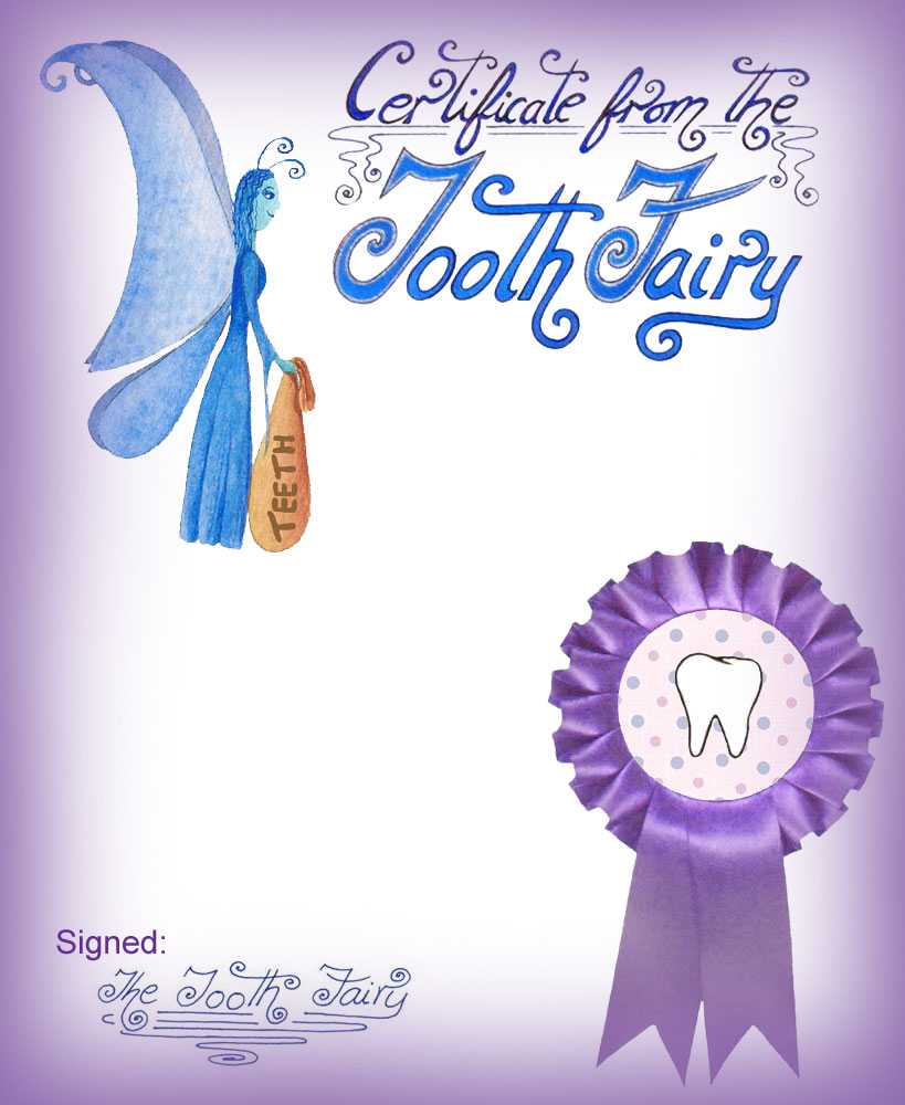 Blank Purple Tooth Fairy Certificate | Rooftop Post Printables With Regard To Tooth Fairy Certificate Template Free