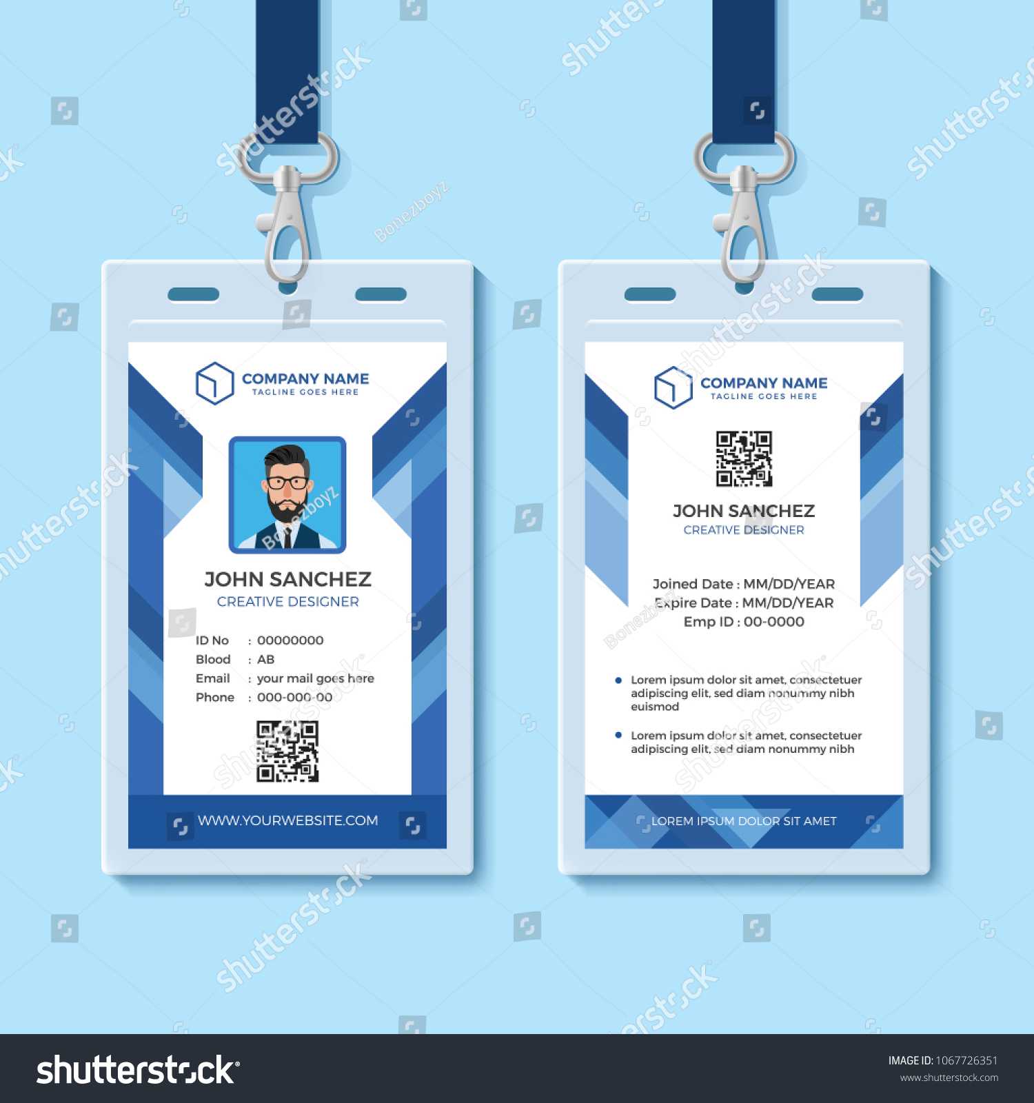 Blue Employee Id Card Template Stock Vector (Royalty Free For Work Id Card Template