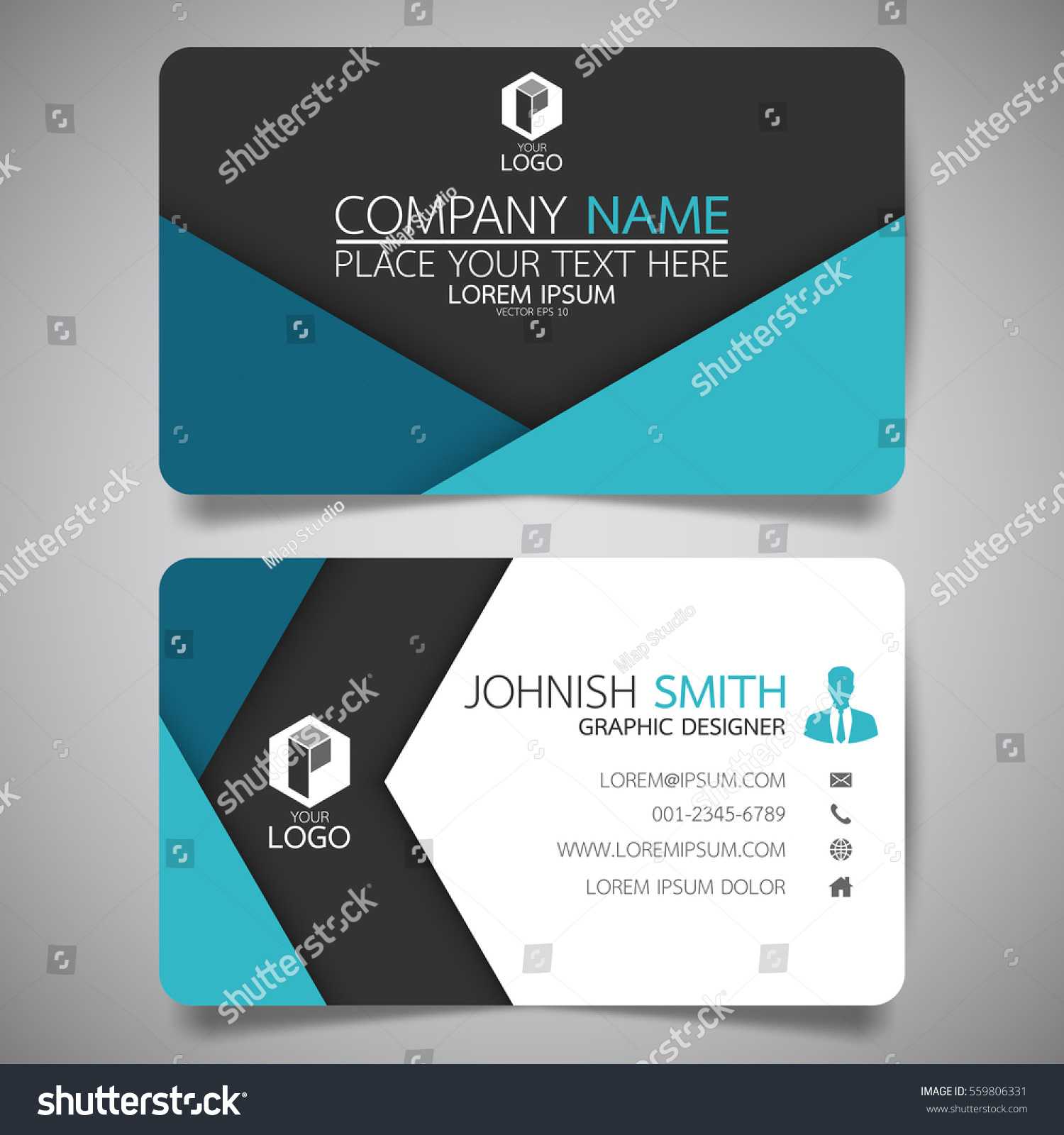 Blue Fold Modern Creative Business Card Stock Vector With Regard To Fold Over Business Card Template