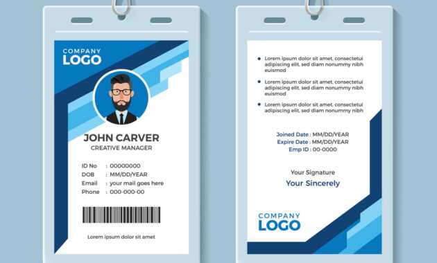 Blue Graphic Employee Id Card Template with Template For Id Card Free Download
