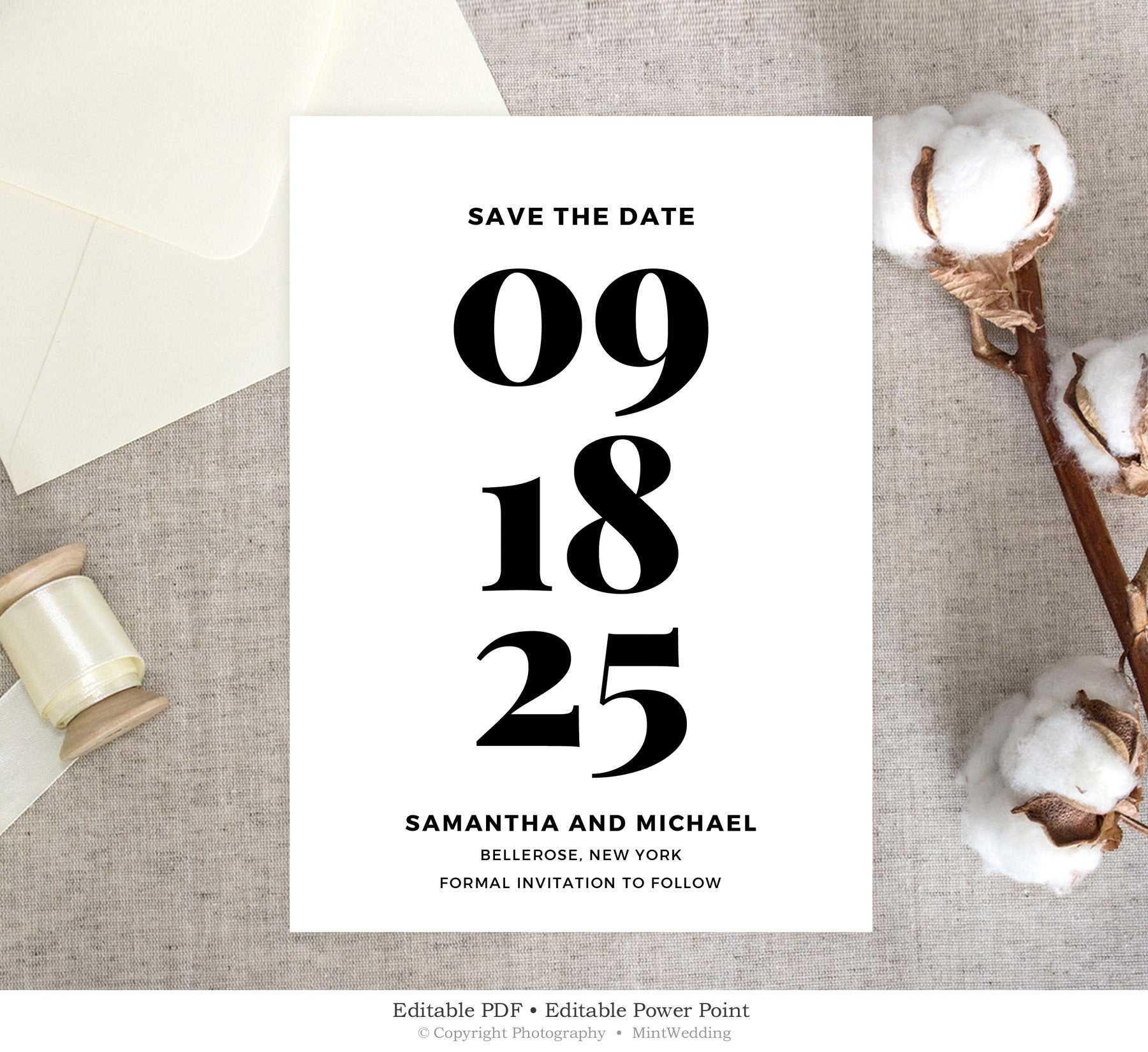 Bold Save The Date Card Printable, Wedding Save The Date Template, Black  And White Save The Date, Classic Wedding Instant Download Sd5 Within Save The Date Powerpoint Template