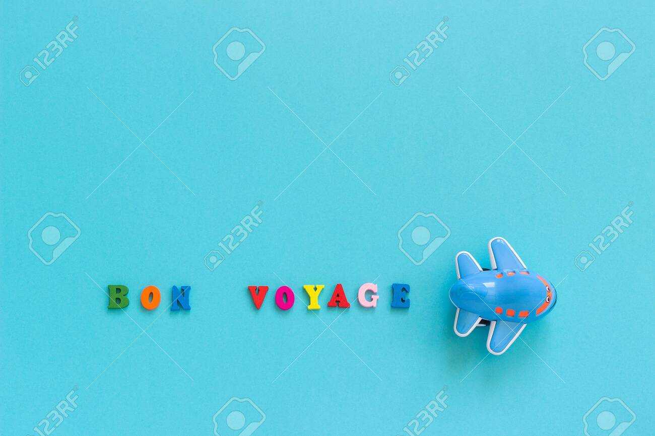 Bon Voyage Colorful Text And Children's Funny Toy Plane On Blue.. Within Bon Voyage Card Template