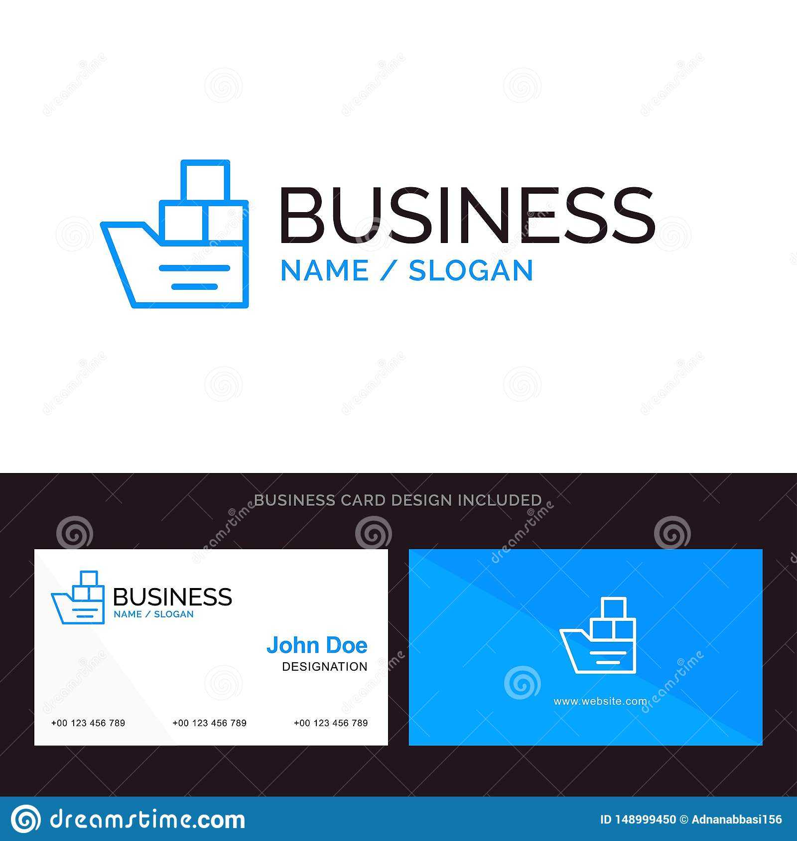 Box, Good, Logistic, Transportation, Ship Blue Business Logo In Transport Business Cards Templates Free