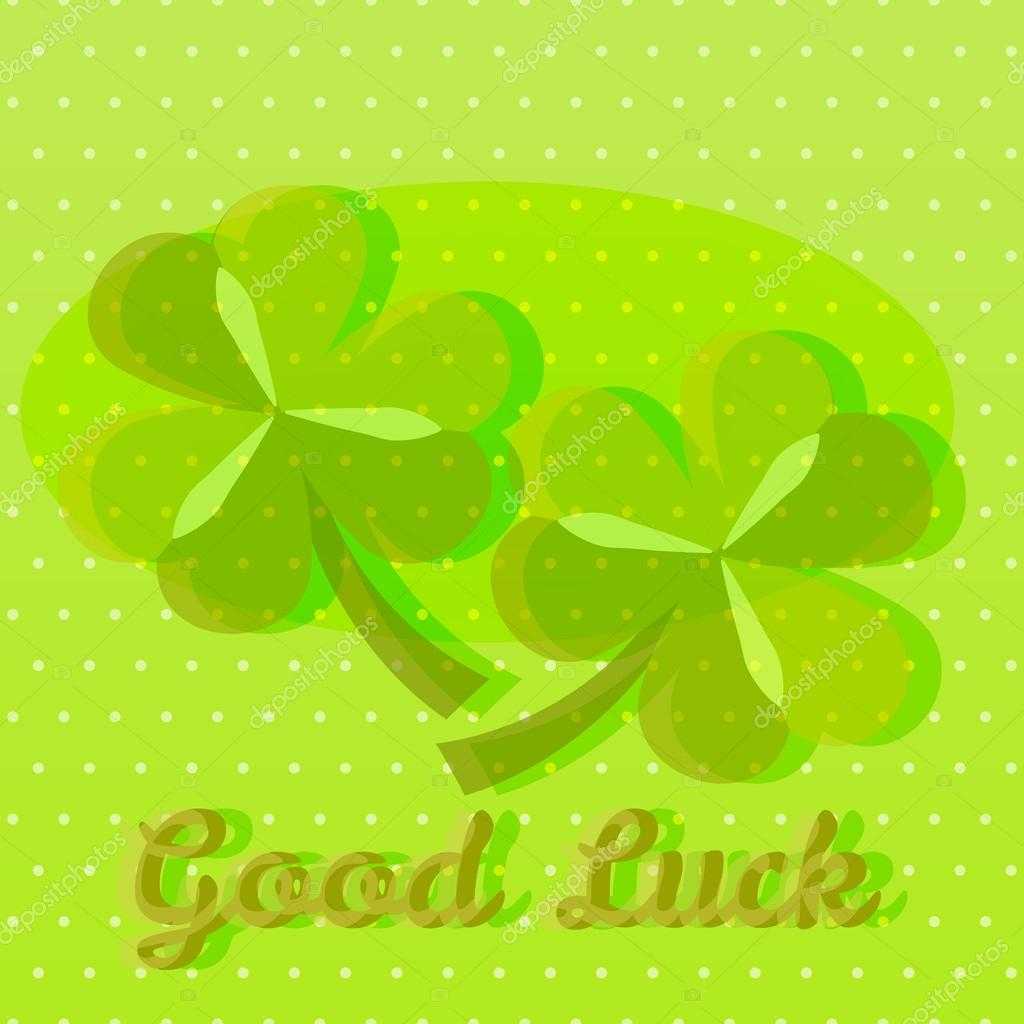 Bright Green Good Luck Greeting Card With Two Shamrocks Within Good Luck Card Template