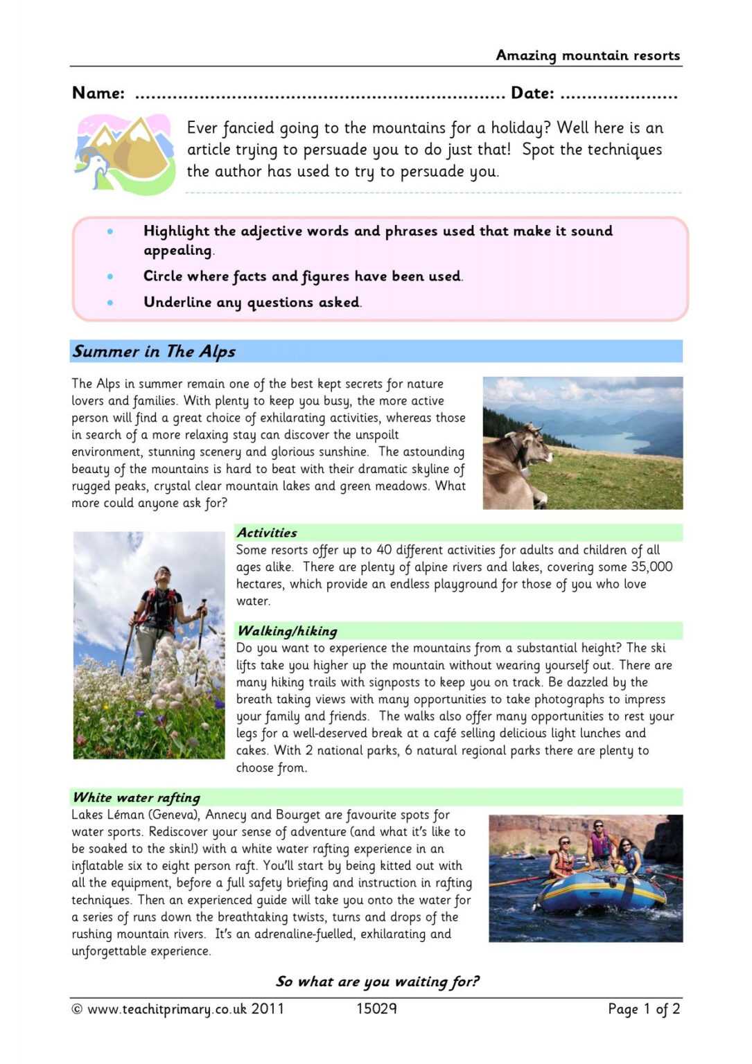 features of a travel guide ks2