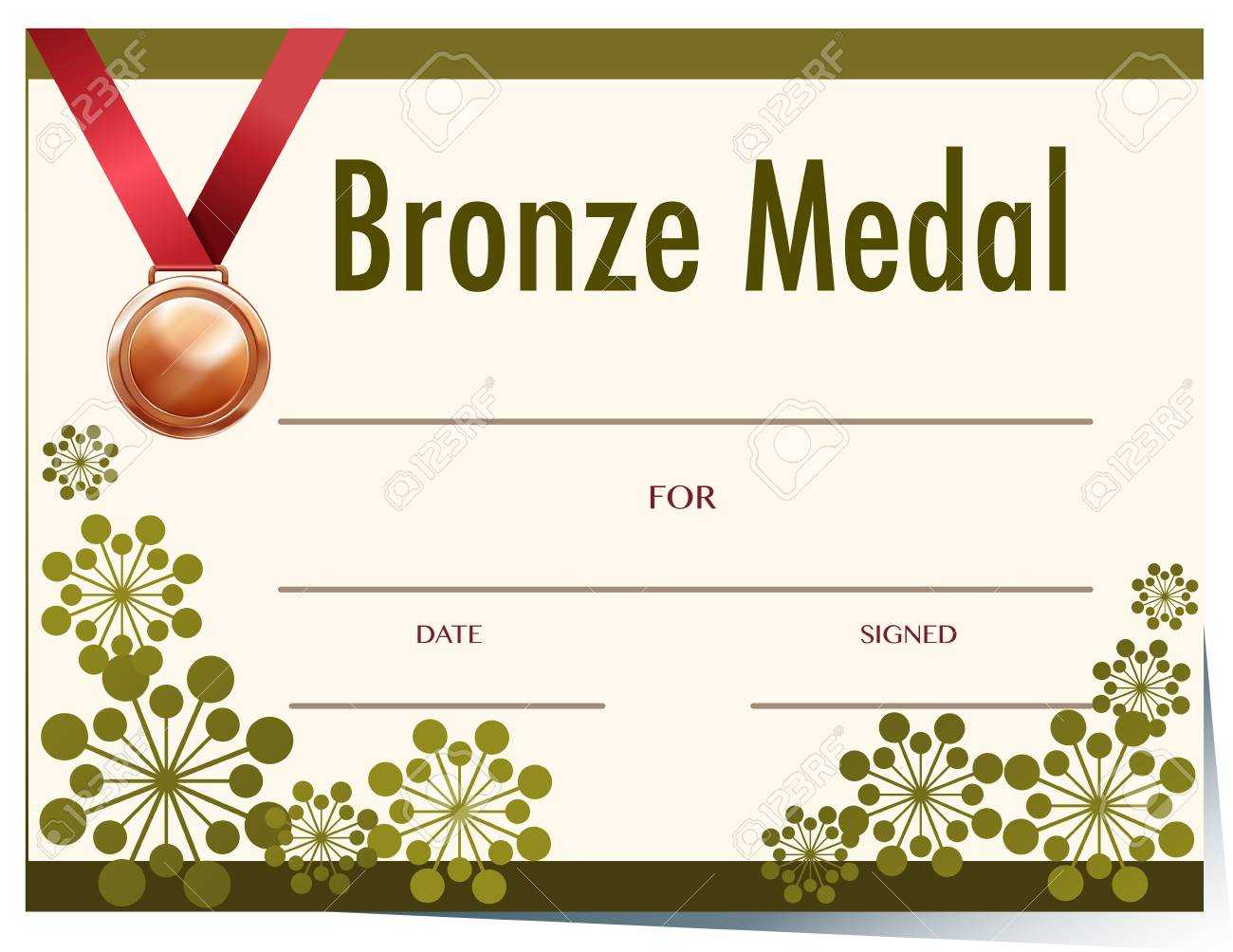 Bronze Medal Award Template Illustration For Gymnastics Certificate Template