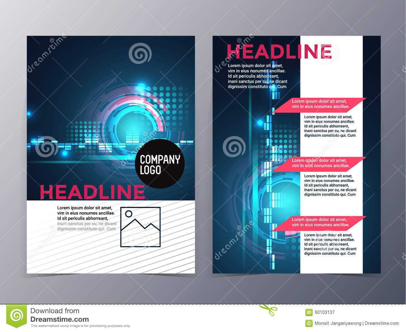 Business And Technology Brochure Design Template Vector Tri Pertaining To Technical Brochure Template