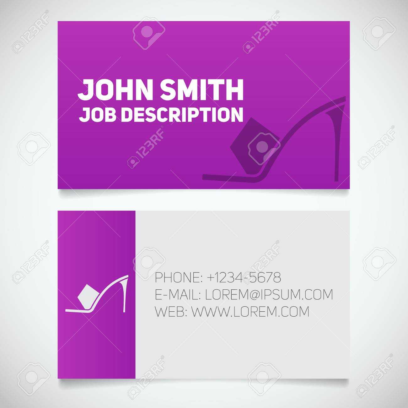Business Card Print Template With High Heel Shoe Logo. Manager Inside High Heel Template For Cards