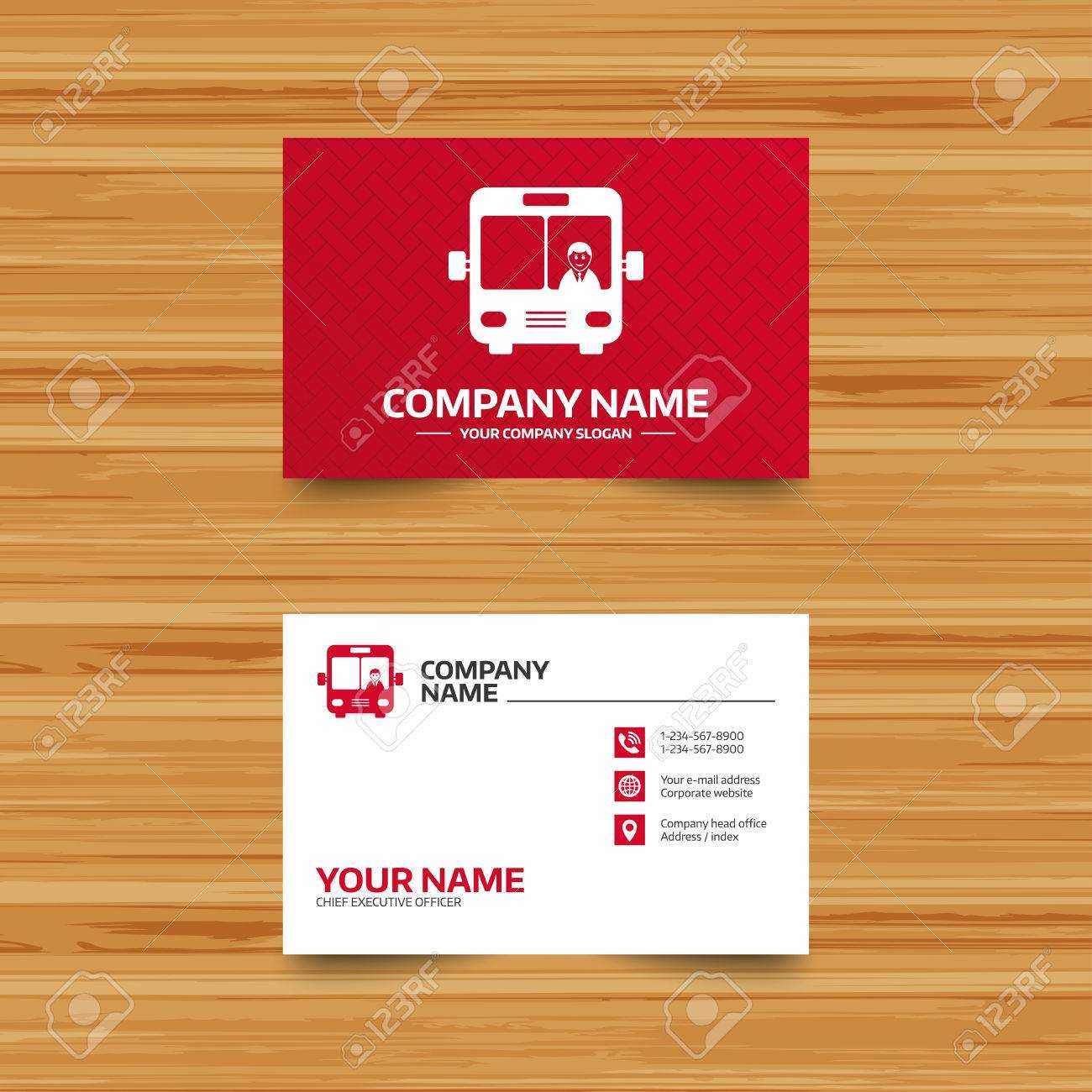 Business Card Template. Bus Sign Icon. Public Transport With.. For Transport Business Cards Templates Free