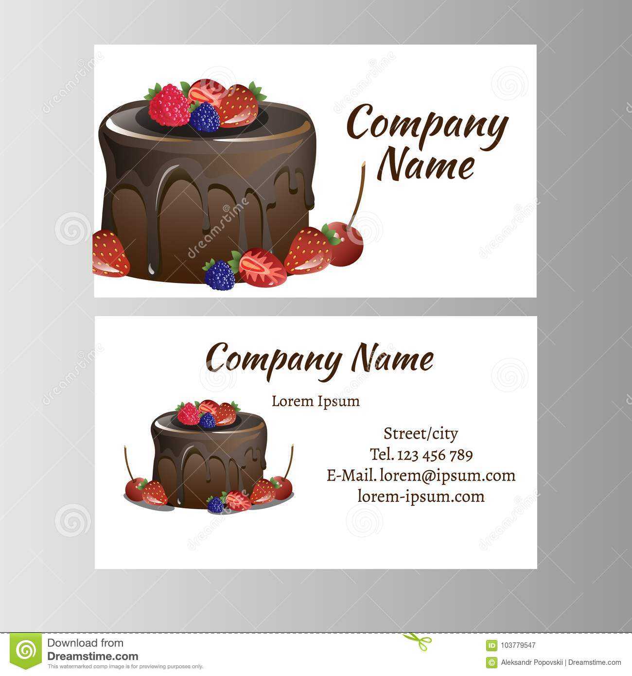 Business Card Template For Bakery Business. Stock Vector In Cake Business Cards Templates Free