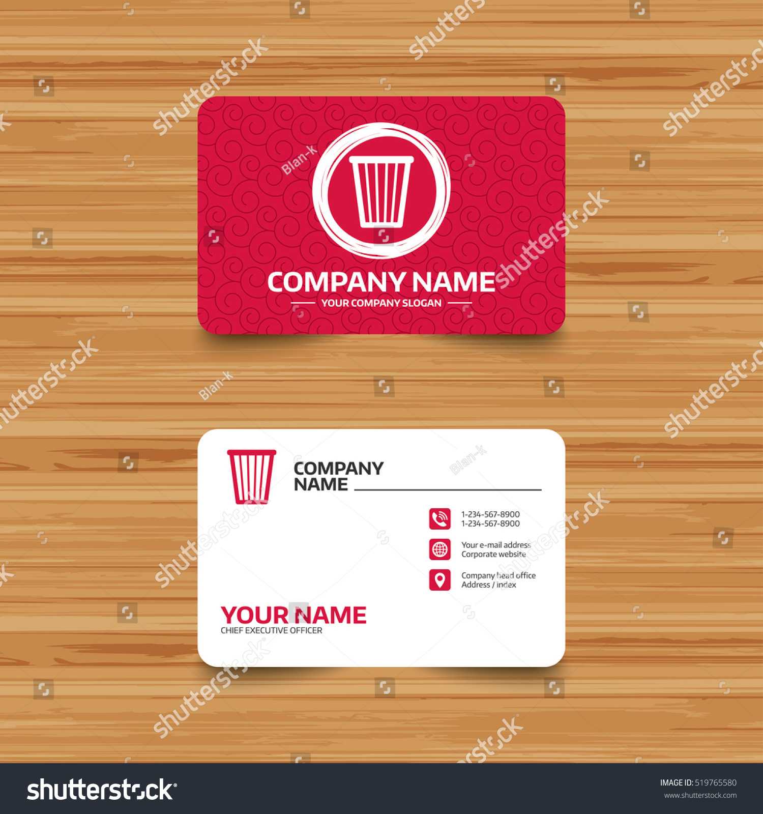Business Card Template Texture Recycle Bin Stock Vector Intended For Bin Card Template