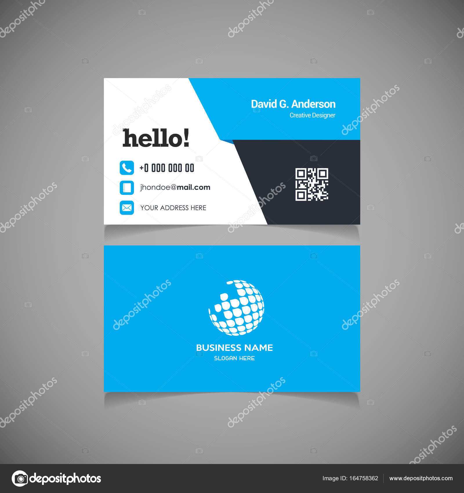 Business Card With Qr Code Template | Business Card Template In Qr Code Business Card Template