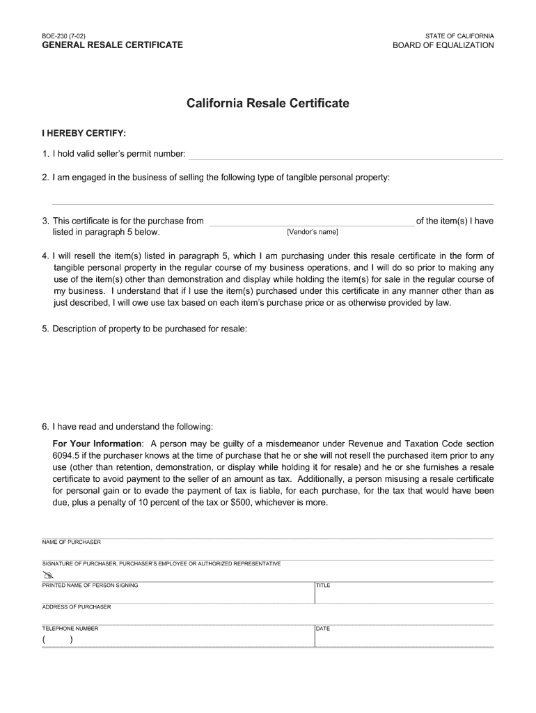 California Resale Certificate - Fill Online, Printable Inside Resale Certificate Request Letter Template