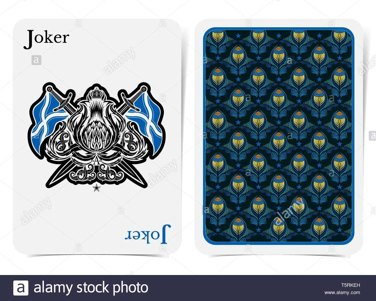 Card Face Of Joker With Thistle Plant Pattern With Crossed Throughout Joker Card Template
