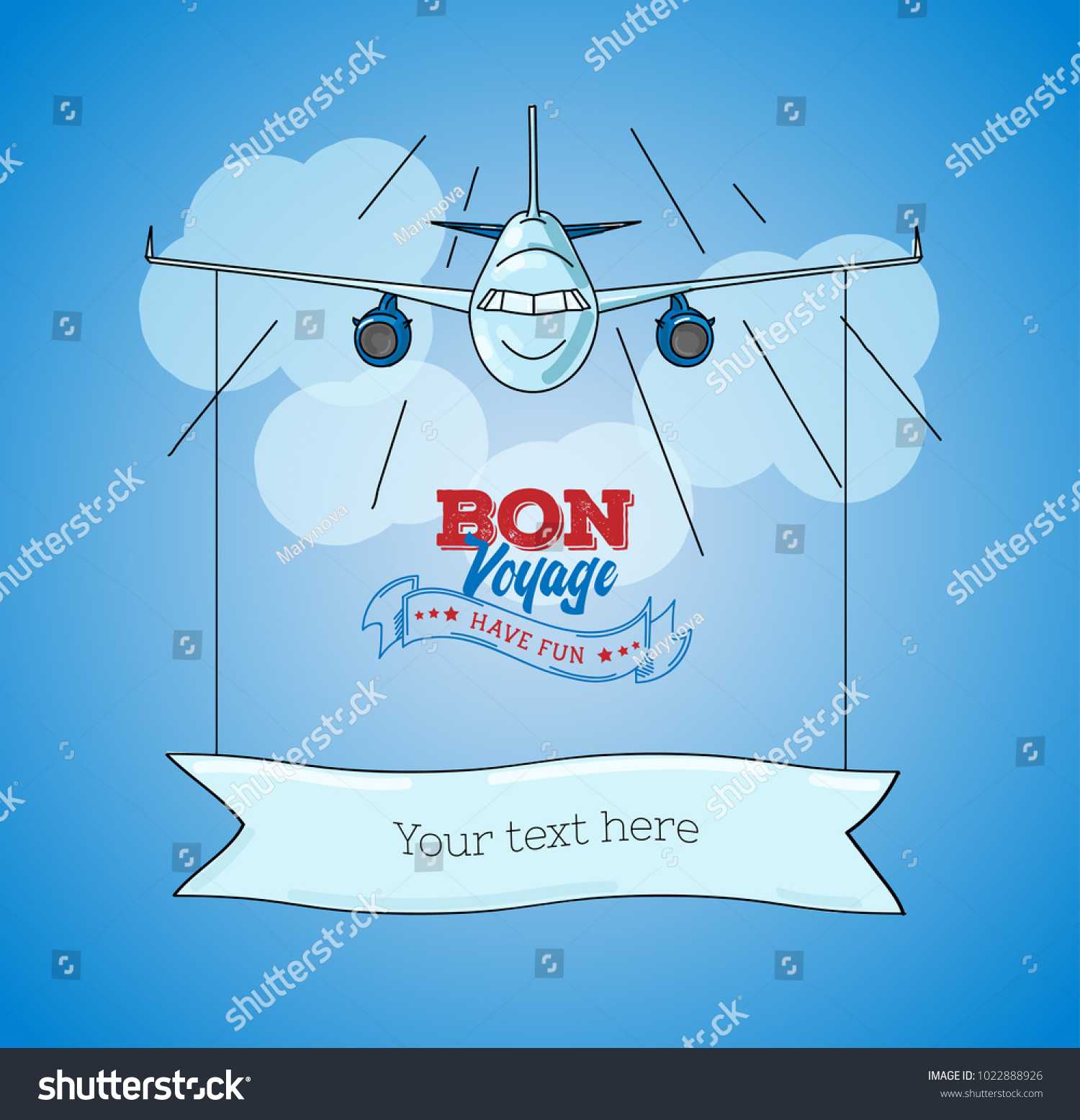 Card Template Plane Graphic Illustration On Stock Vector Pertaining To Bon Voyage Card Template