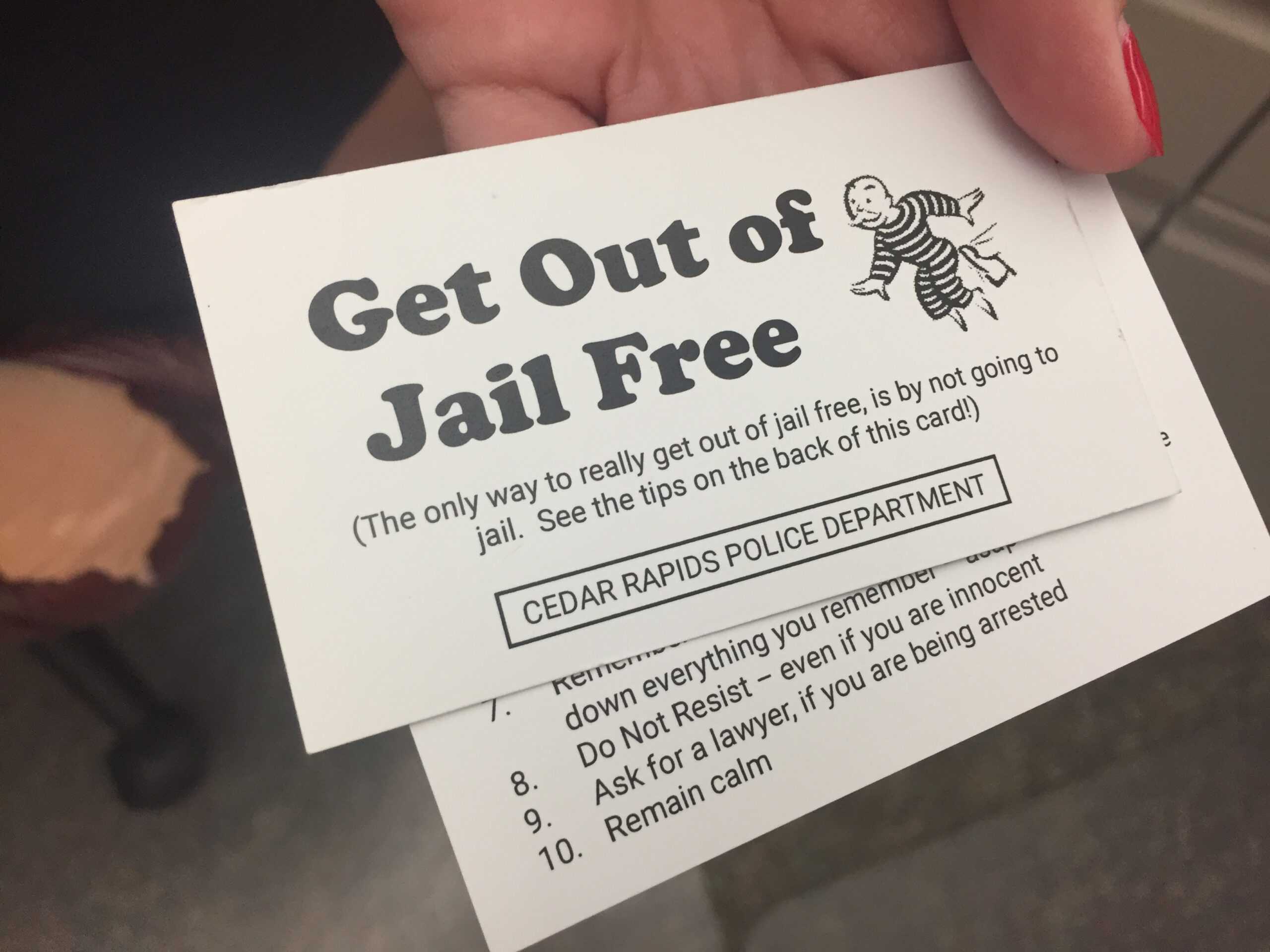 Cedar Rapids Police Use Monopoly Inspired Cards To Help Throughout Get Out Of Jail Free Card Template