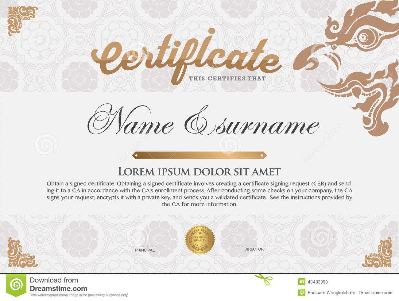 Certificate Design Template. Stock Vector – Illustration Of In Art Certificate Template Free