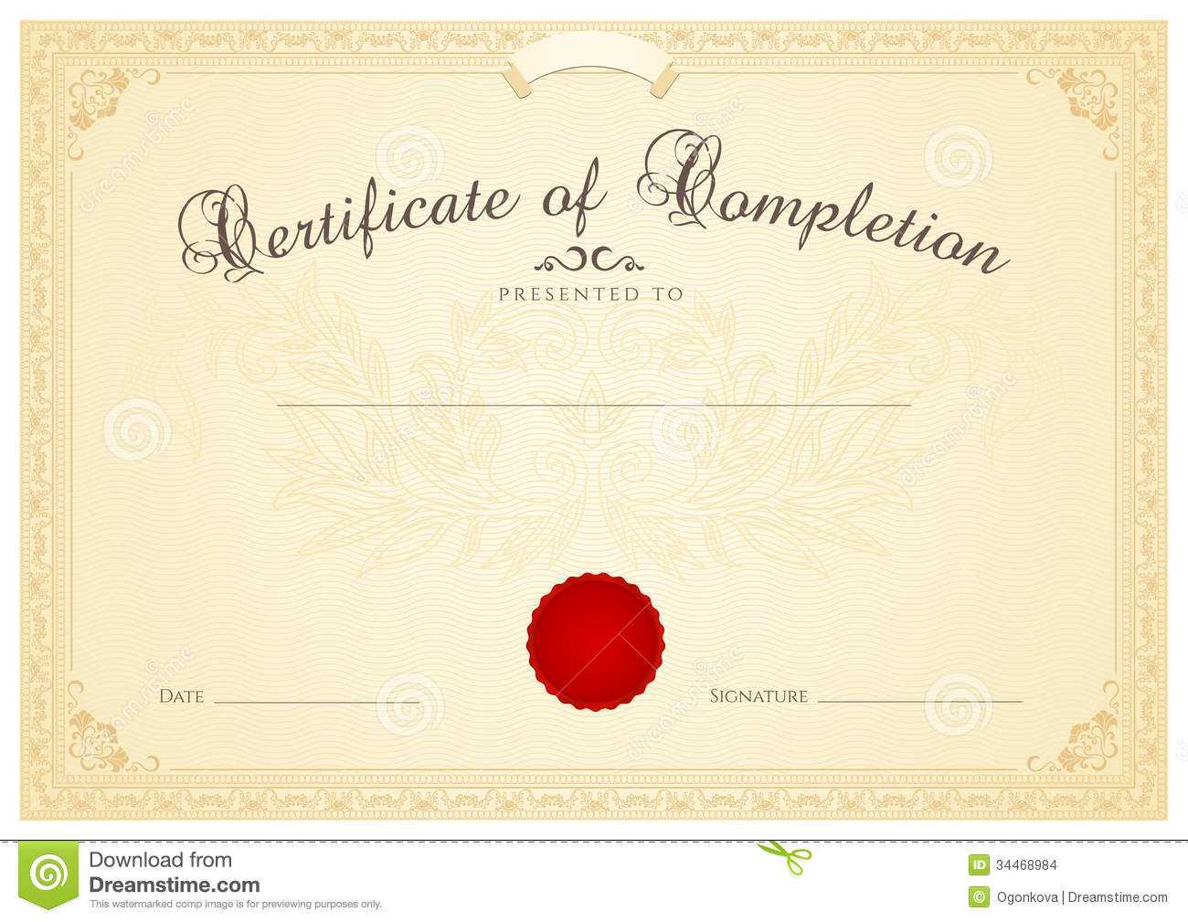 Certificate / Diploma Background Template. Floral Stock Intended For Scroll Certificate Templates