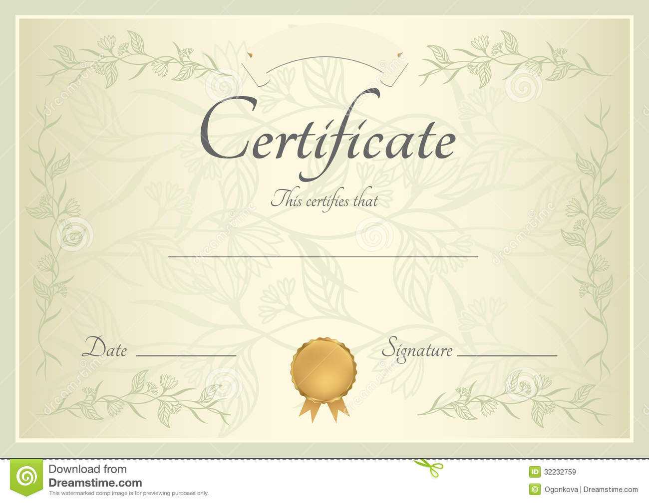 Certificate / Diploma Background (Template) Stock Vector Within Small Certificate Template