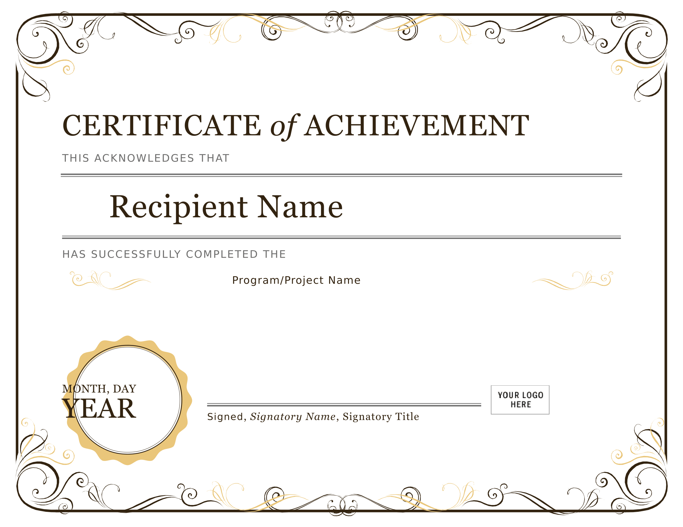 Certificate Of Achievement – Download A Free Template Regarding Certificate Of Accomplishment Template Free