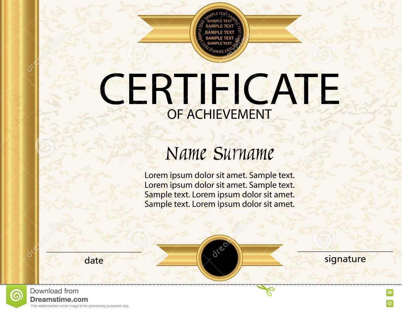 Certificate Of Achievement Or Diploma Template. Vector Stock For Certificate Of Attainment Template